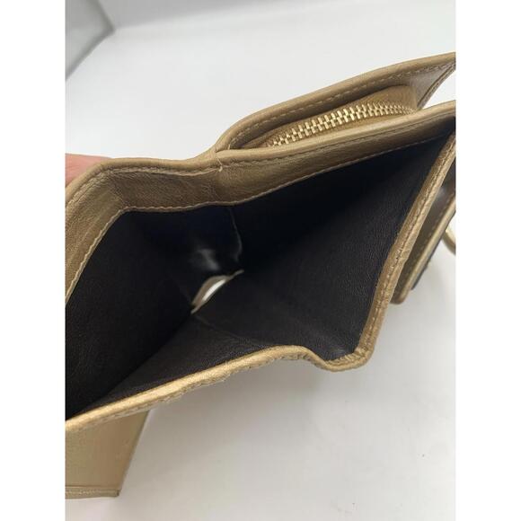 GUCCI Brown Gold Coated Canvas Leather Bifold D Ring Wallet Coin Purse - Picture 5 of 9